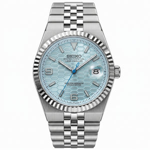 Landteiko Sky Blue Seiko mod watch front view | The Golden Mods