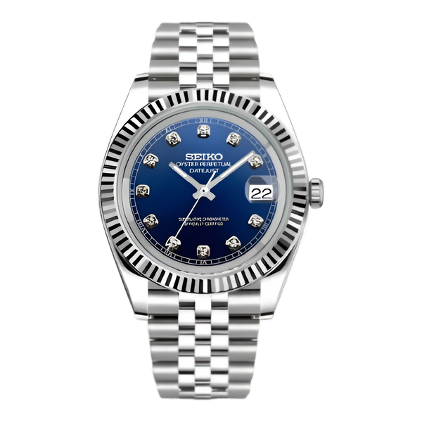 Seikojust Blue Diamonds Dial - front dial view | The Golden Mods