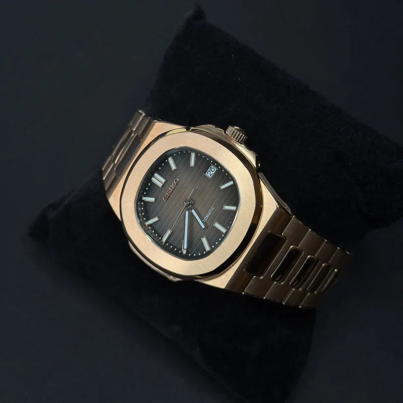 Nautiko Rose Gold and Chocolate - wrist shot | The Golden Mods