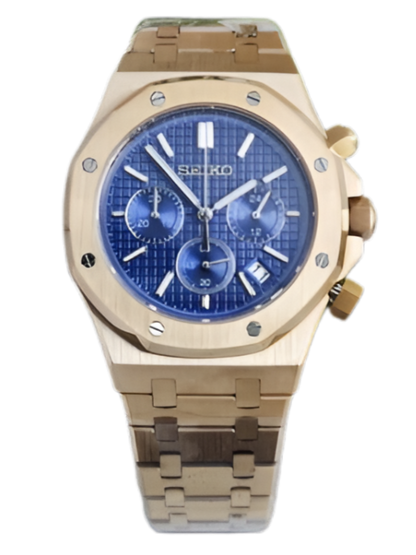 Seikoak | Chronograph Rose Gold Blue Dial