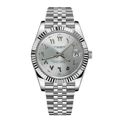 Seikojust Arabic Steel Seiko mod watch front view | The Golden Mods