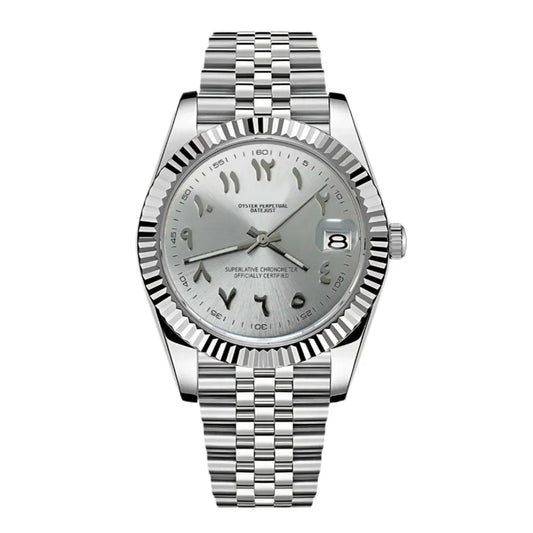 Seikojust Arabic Steel Seiko mod watch front view | The Golden Mods