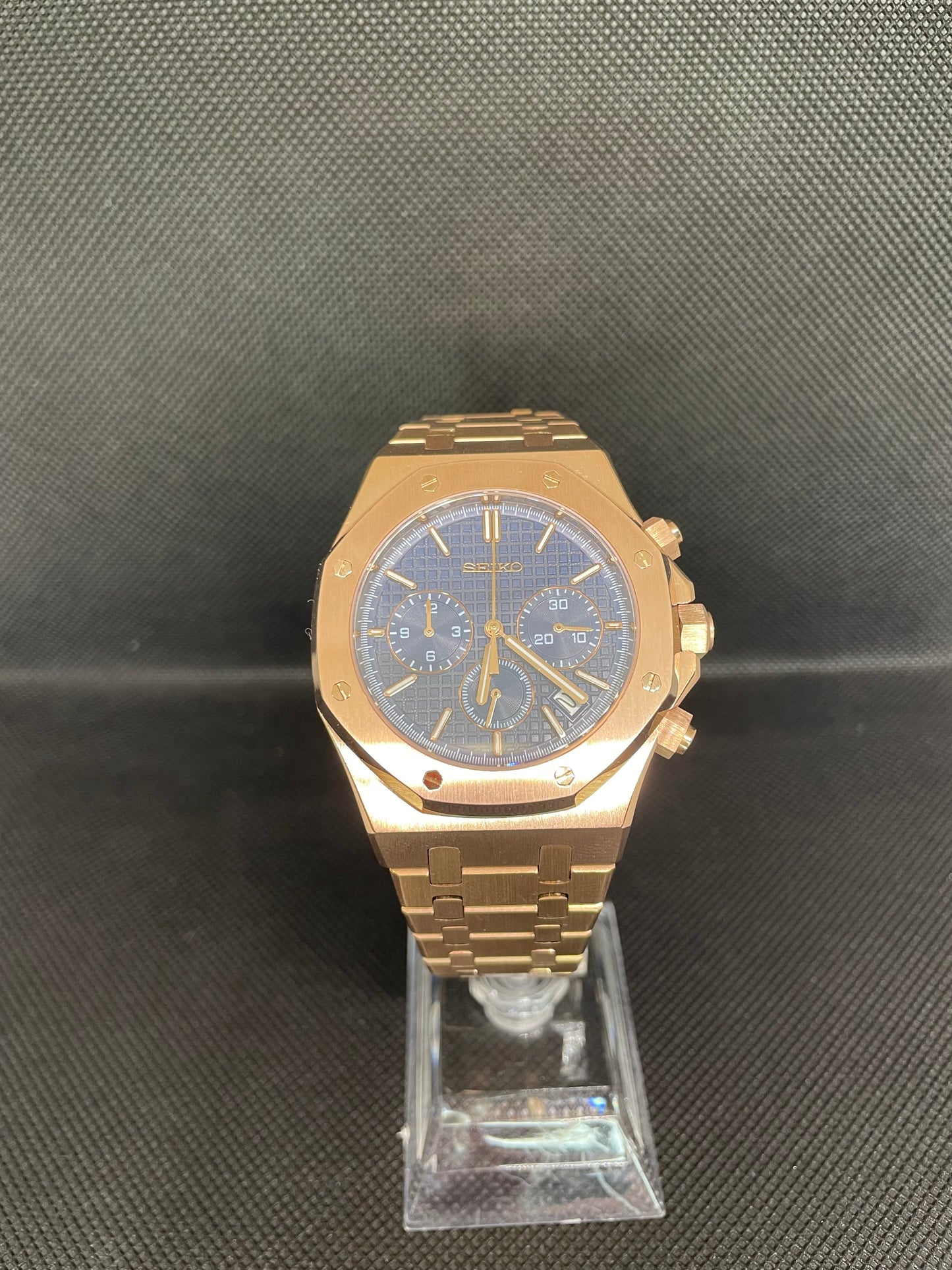 Seikoak | Chronograph Rose Gold Blue Dial