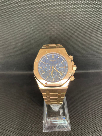 Seikoak | Chronograph Rose Gold Blue Dial