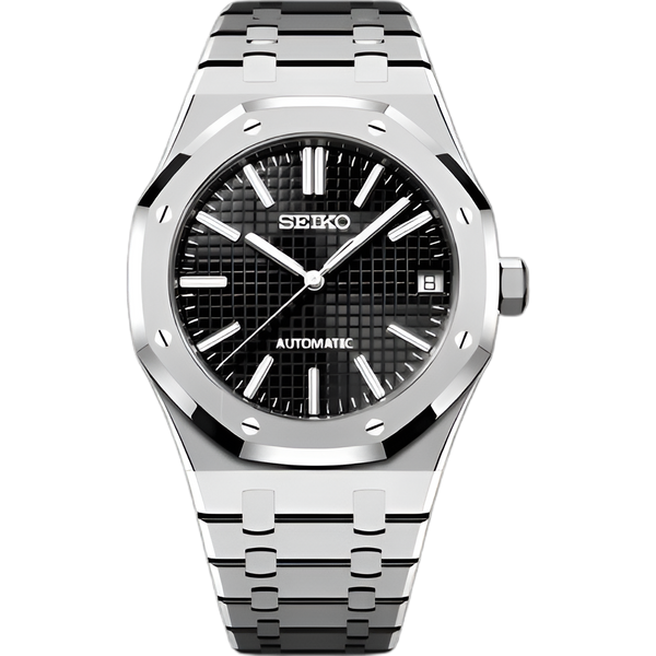 Seikoak Black - front dial view | The Golden Mods