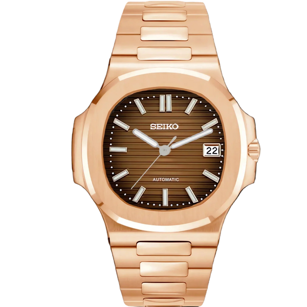 Nautiko Rose Gold and Chocolate - front dial view | The Golden Mods