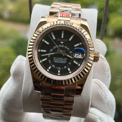 Skyteiko Black Rose Gold - front dial view | The Golden Mods