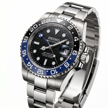 GMTeiko Batman Seiko mod watch side angle | The Golden Mods