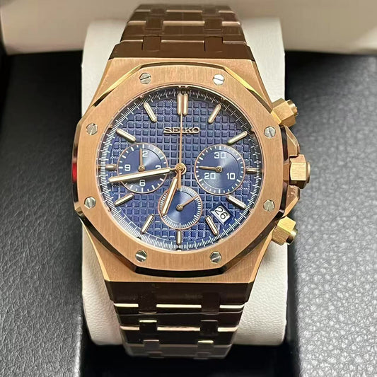 Seikoak | Chronograph Rose Gold Blue Dial