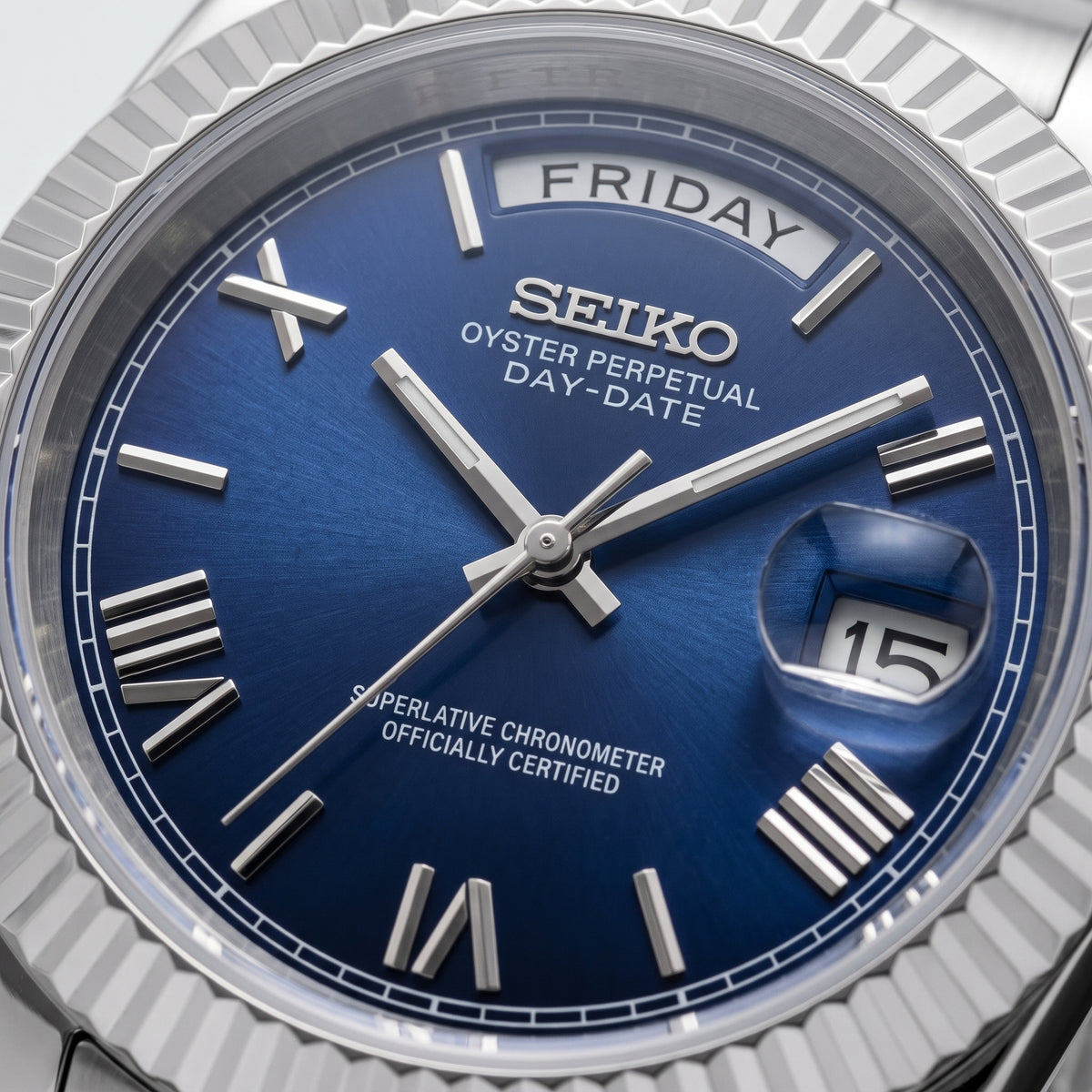 Seikodate Roman Blue Seiko mod watch side angle | The Golden Mods