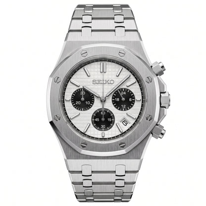 Seikoak Panda Chronograph Seiko mod watch front view | The Golden Mods