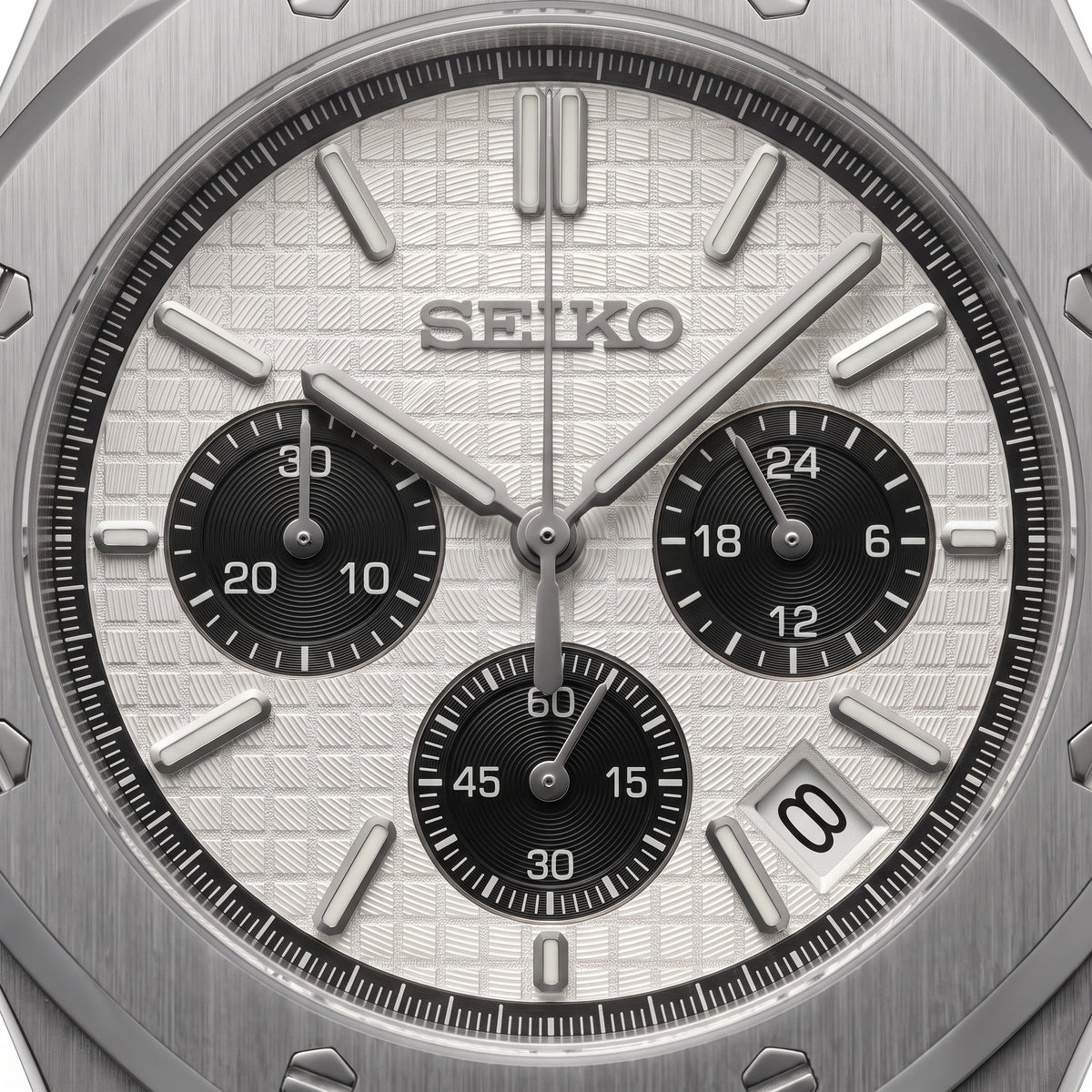 Seikoak Panda Chronograph Seiko mod watch side angle | The Golden Mods