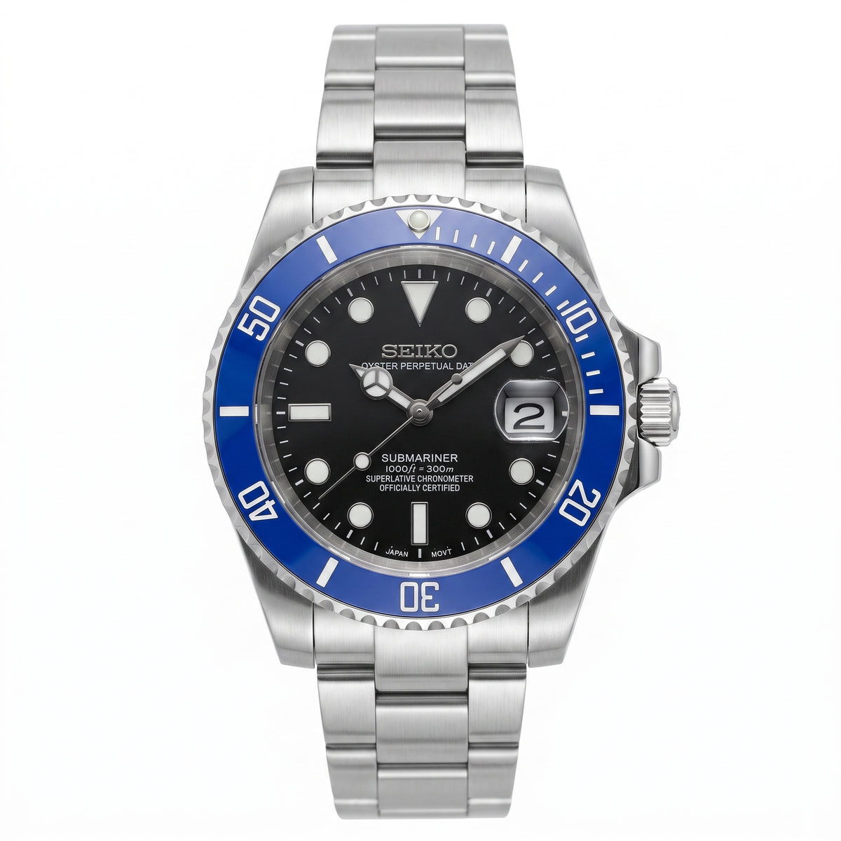 Seikomariner Cookie Monster Seiko mod watch front view | The Golden Mods