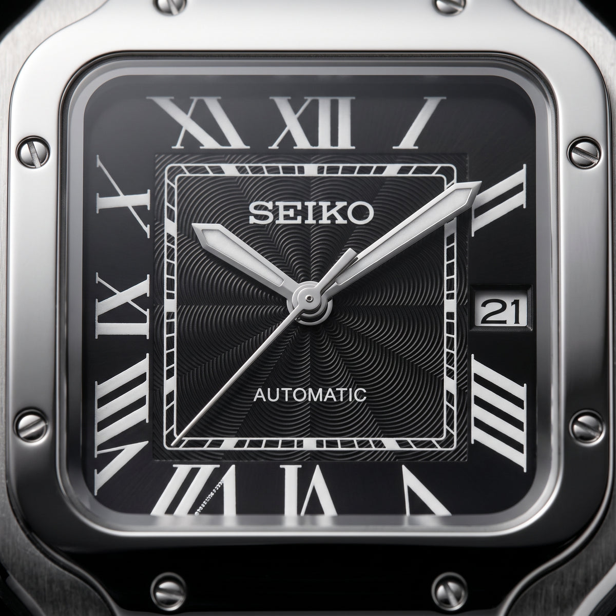 Santeiko Black Textured Dial Seiko mod watch side angle | The Golden Mods