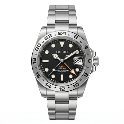 Exploreiko Black Seiko mod watch front view | The Golden Mods