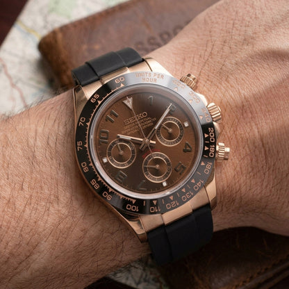 Seitona Chocolate Seiko mod watch – chocolate dial, wrist shot