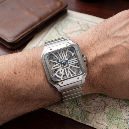 Santeiko Skeleton Seiko mod watch – skeleton dial, wrist shot