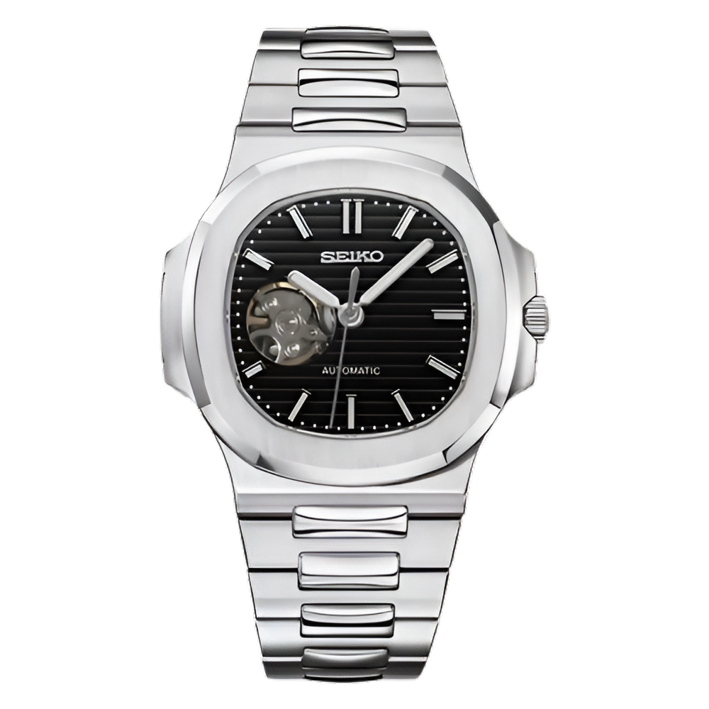 Nautiko Black Open Heart - front dial view | The Golden Mods