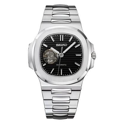 Nautiko Black Open Heart - front dial view | The Golden Mods