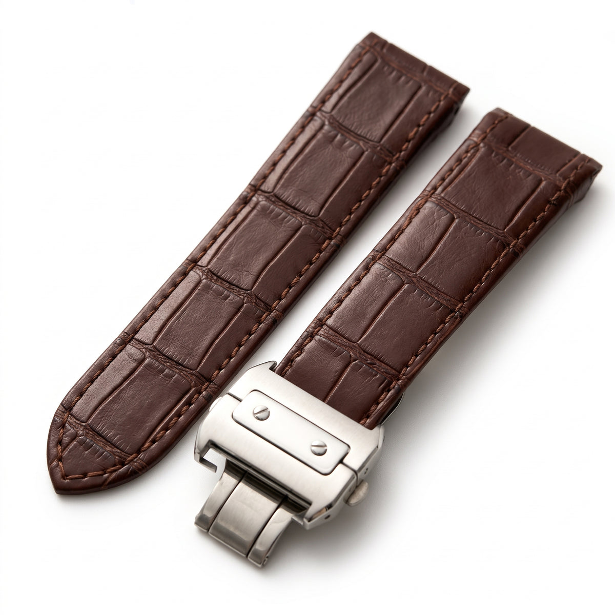 Brown Crocodile Leather Strap (Santeiko)