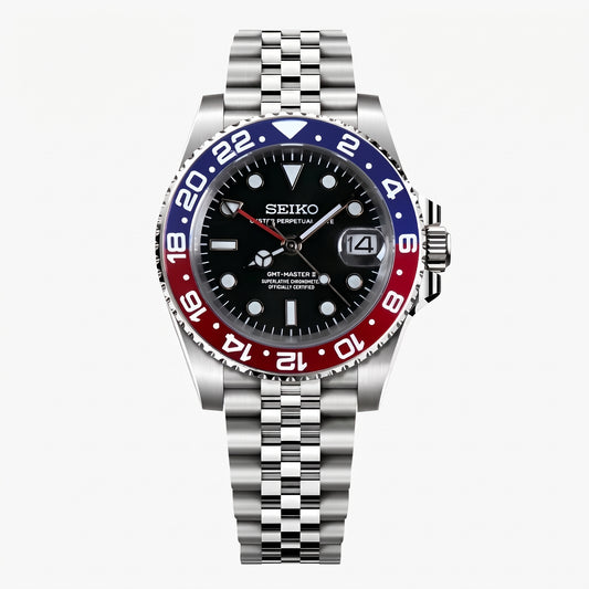 GMTeiko Pepsi Seiko mod watch front view | The Golden Mods