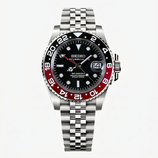GMTeiko Coca-Cola Seiko mod watch front view | The Golden Mods
