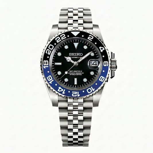 Seikomariner Batman Seiko mod watch front view | The Golden Mods