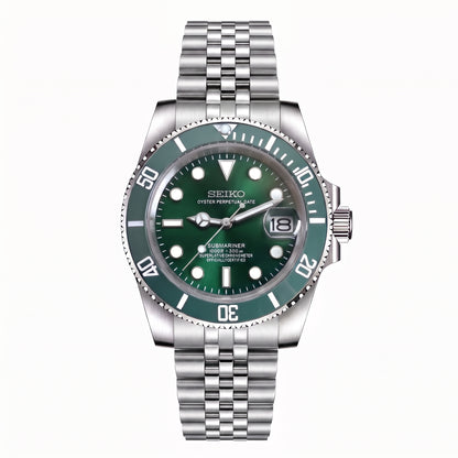 Seikomariner Hulk Seiko mod watch – green dial, Jubilee bracelet