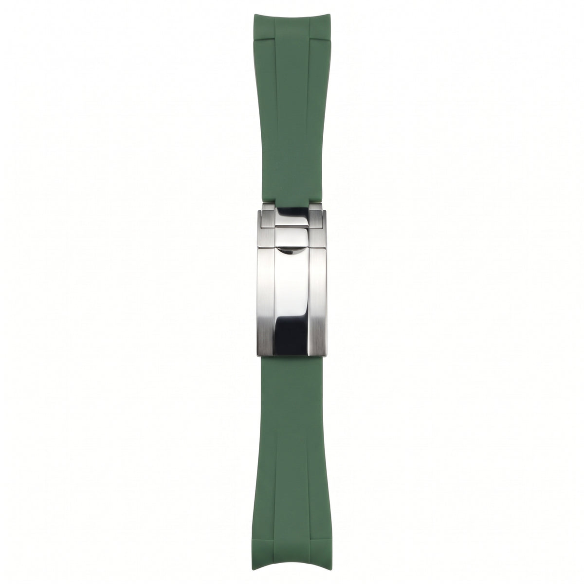 Rubber watch strap in green with folding clasp