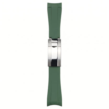 Rubber watch strap in green with folding clasp