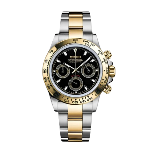 Seitona Bicolor Black - front dial view | The Golden Mods