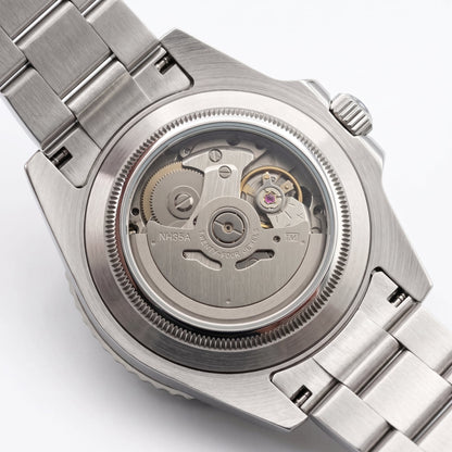 Seikomariner Black II Seiko mod watch – NH35A automatic movement, exhibition case back