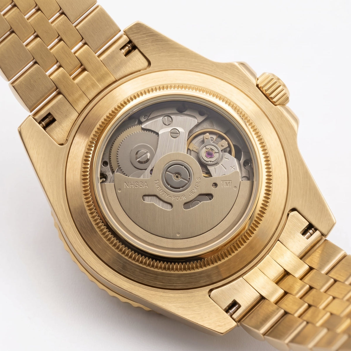 Seikomariner Gold Zombie Seiko mod watch – NH33A automatic movement, exhibition case back