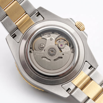 Seikomariner Two-Tone Seiko mod watch – NH35A automatic movement, exhibition case back