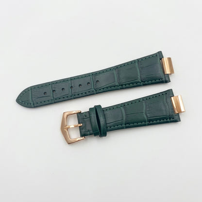 Nautiko leather strap in green with rose gold buckle