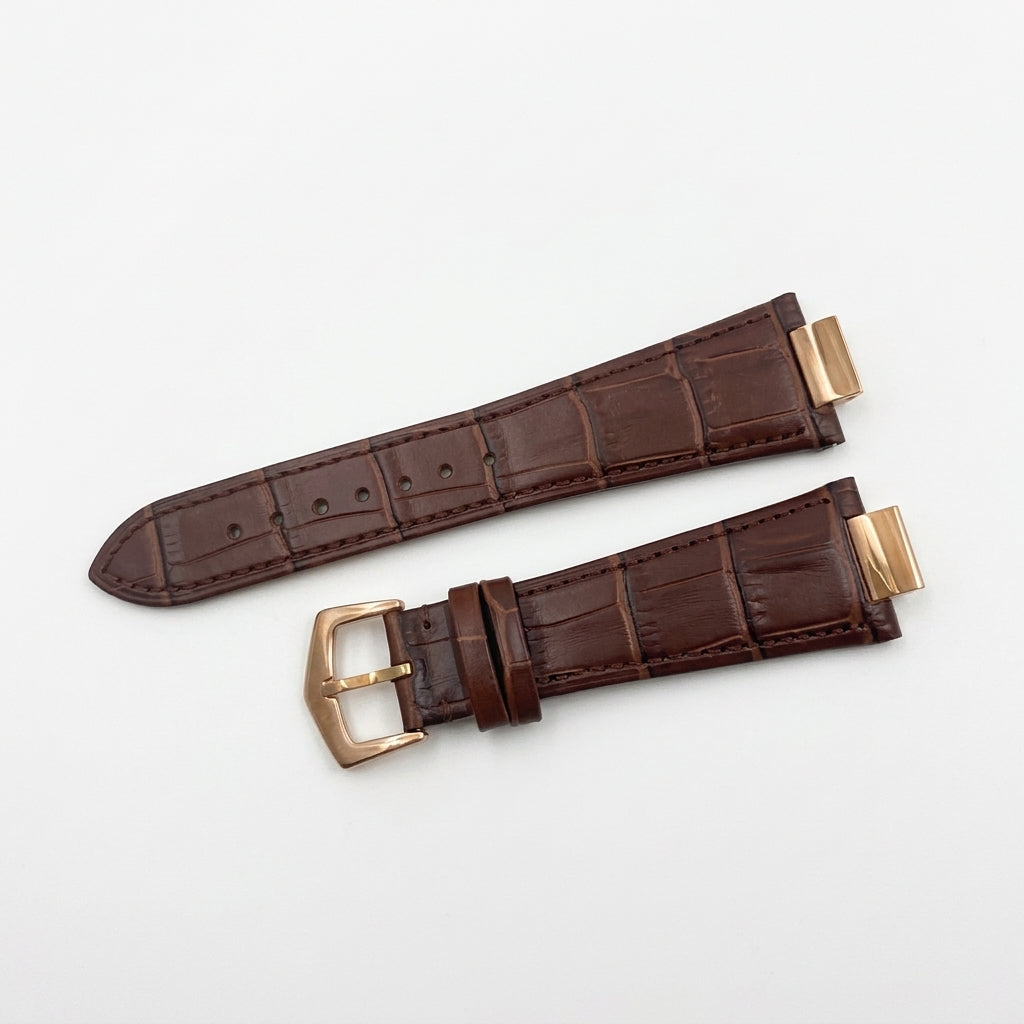 Nautiko leather strap in brown with rose gold buckle