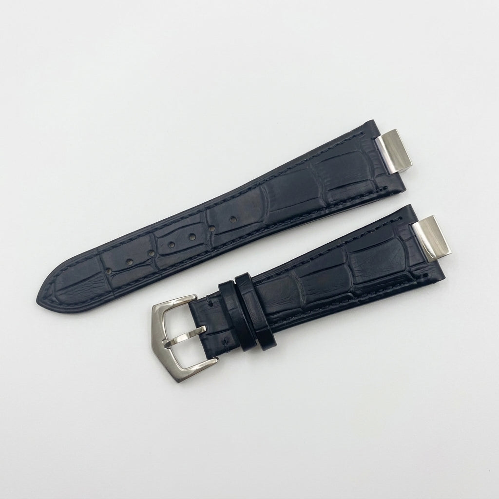 Nautiko leather strap in black with steel buckle