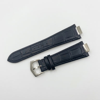 Nautiko leather strap in black with steel buckle