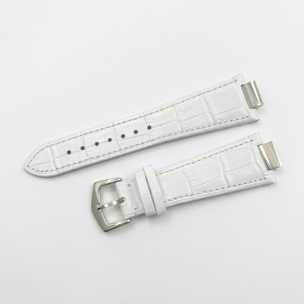 Nautiko leather strap in white with steel buckle