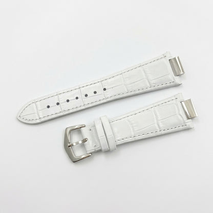 Nautiko leather strap in white with steel buckle