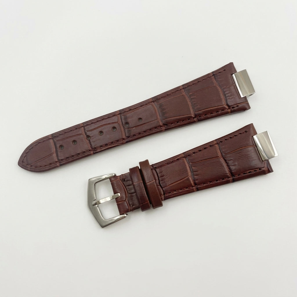 Nautiko leather strap in brown with steel buckle