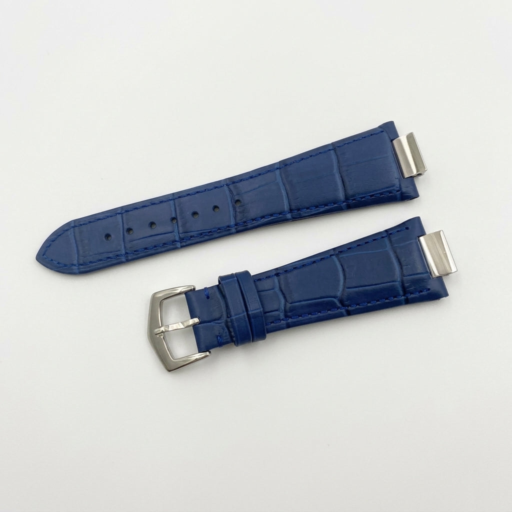 Nautiko leather strap in blue with steel buckle