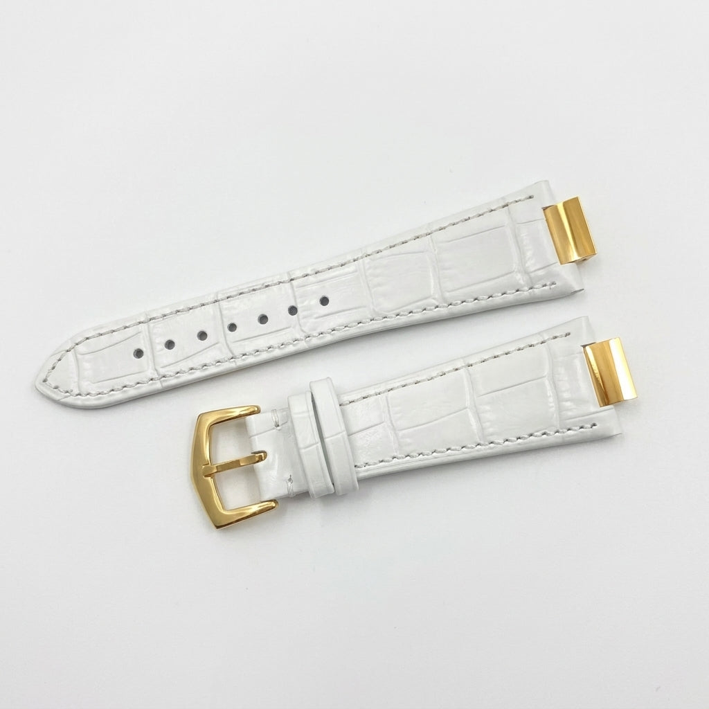 Nautiko leather strap in white with gold buckle