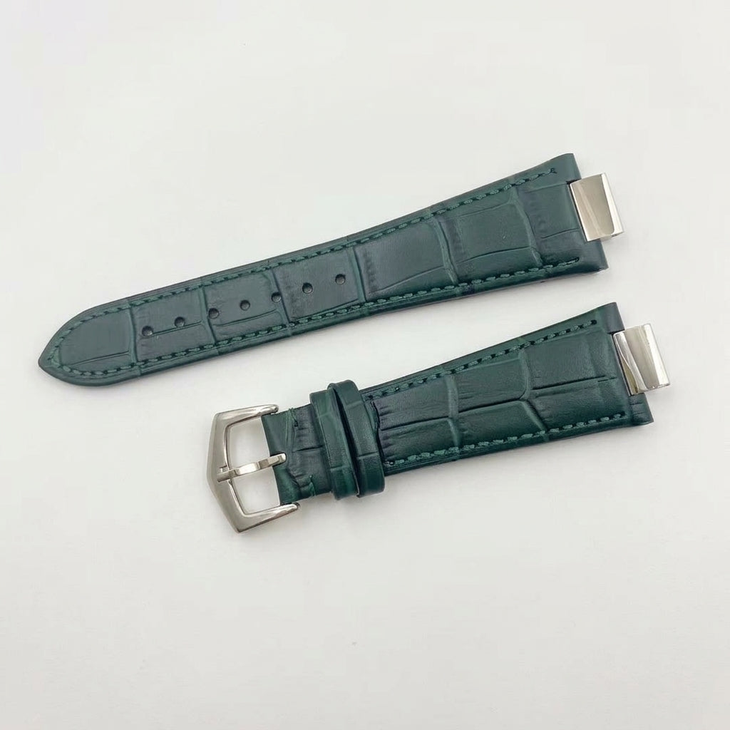 Nautiko leather strap in green with steel buckle