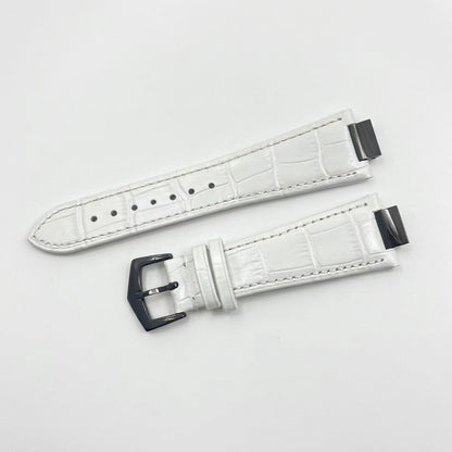 Nautiko leather strap in white with black buckle
