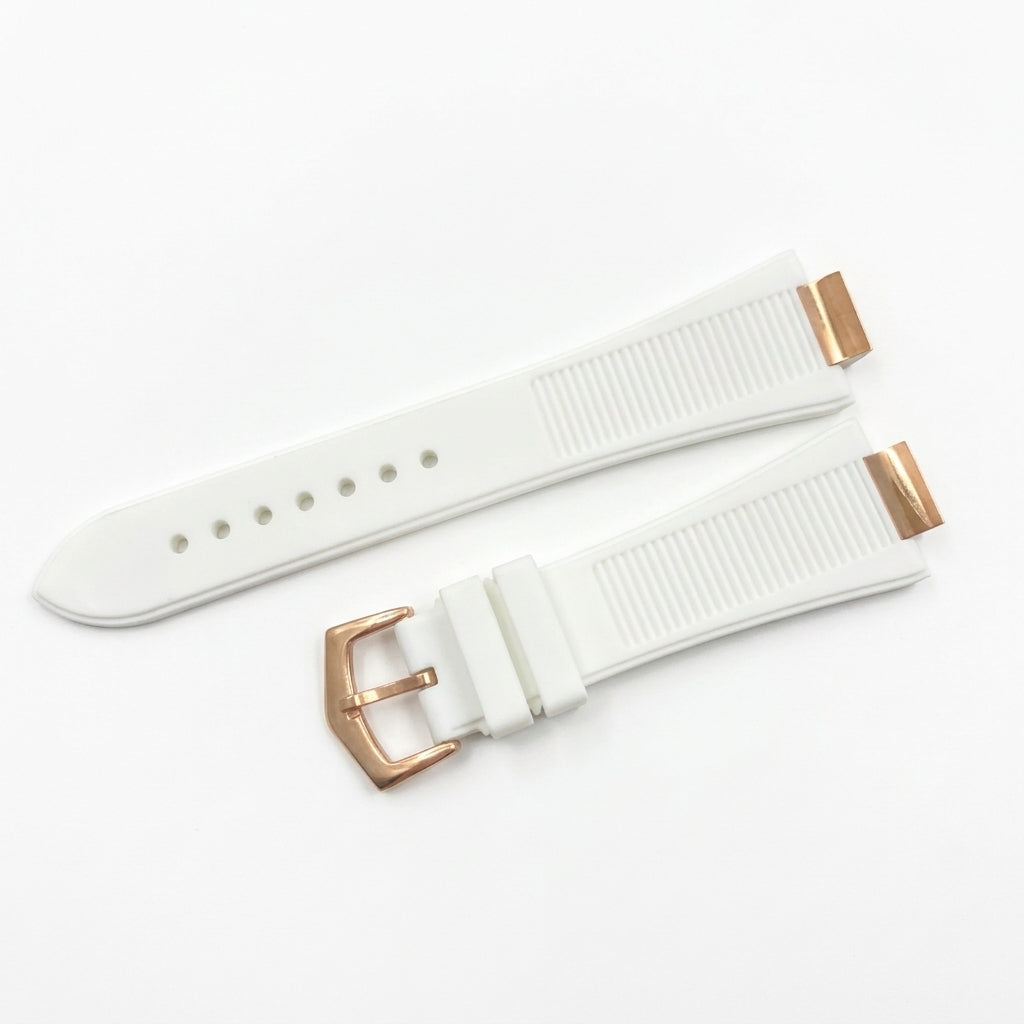 Nautiko rubber strap in white with rose gold buckle