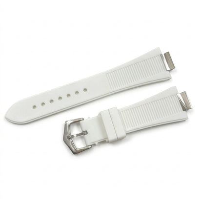 Nautiko rubber strap in white with steel buckle