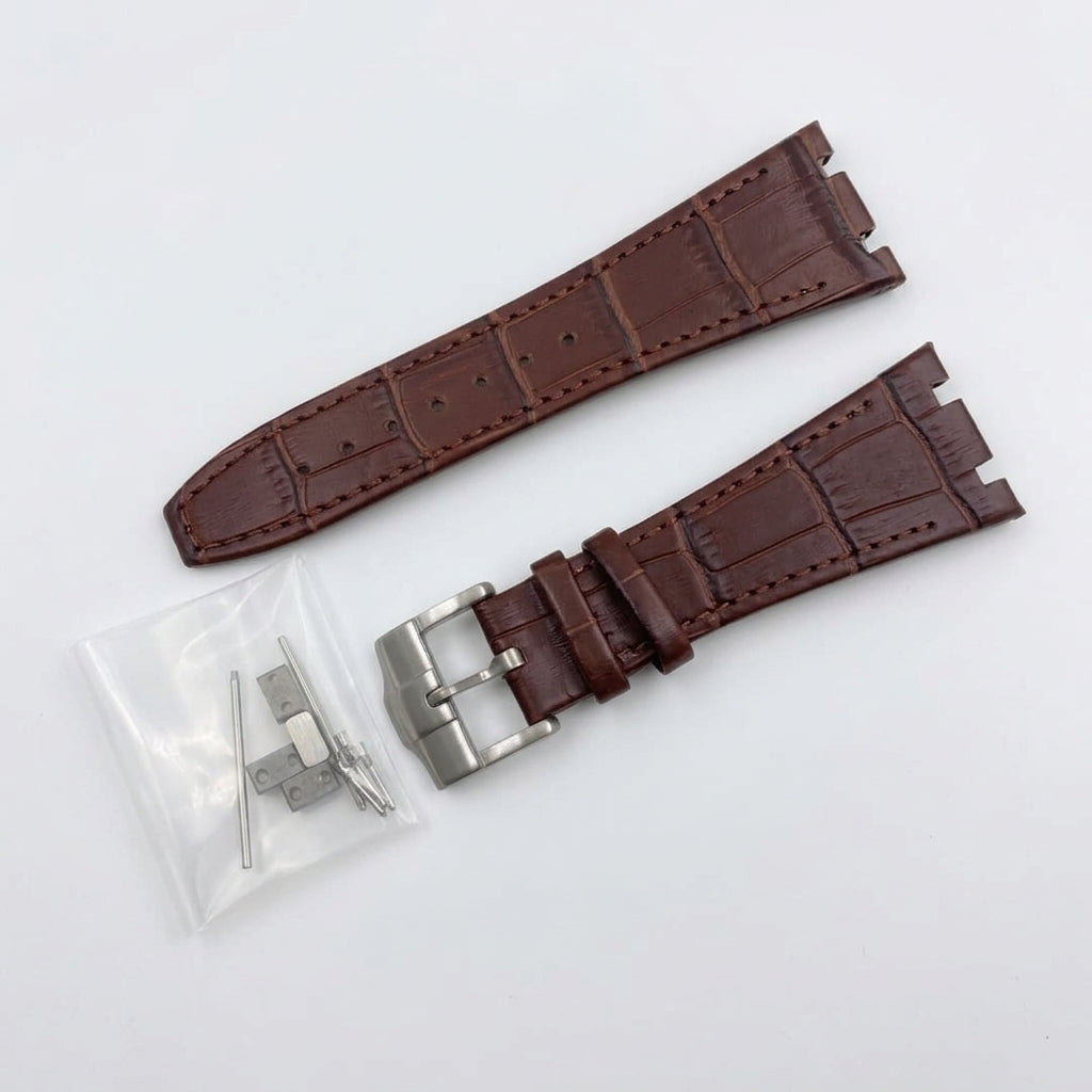Seikoak leather strap in brown with steel buckle