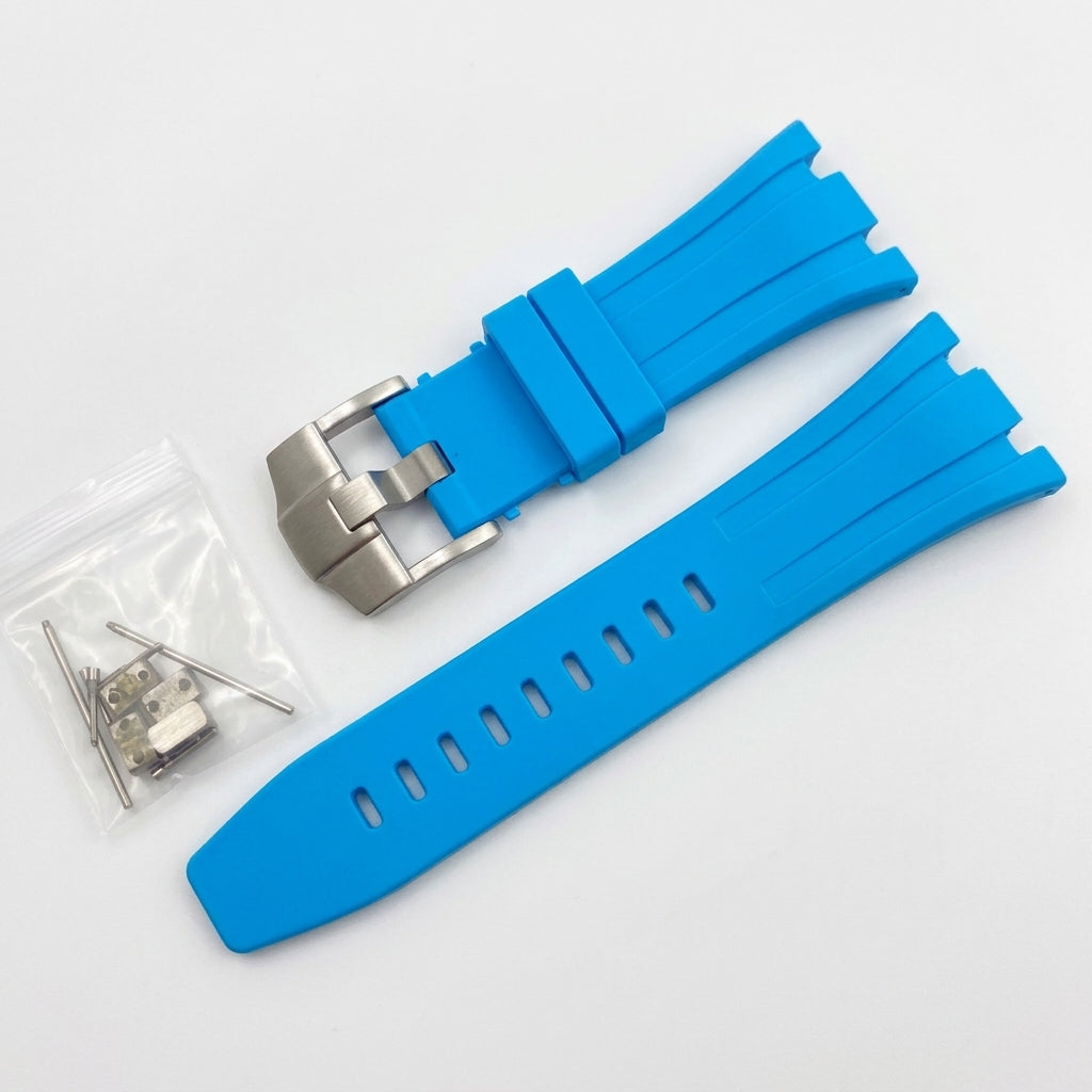 Seikoak rubber strap in sky blue with steel buckle