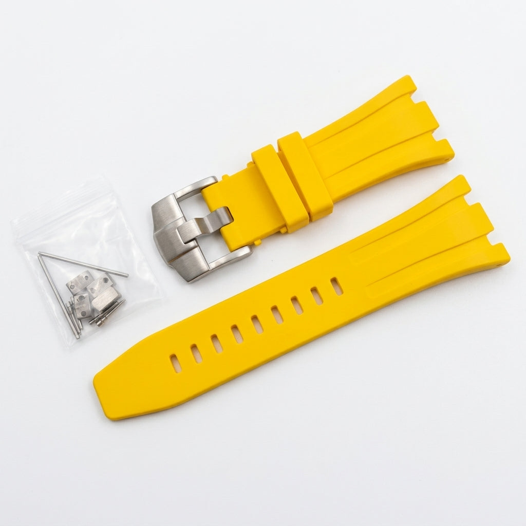 Seikoak rubber strap in yellow with steel buckle